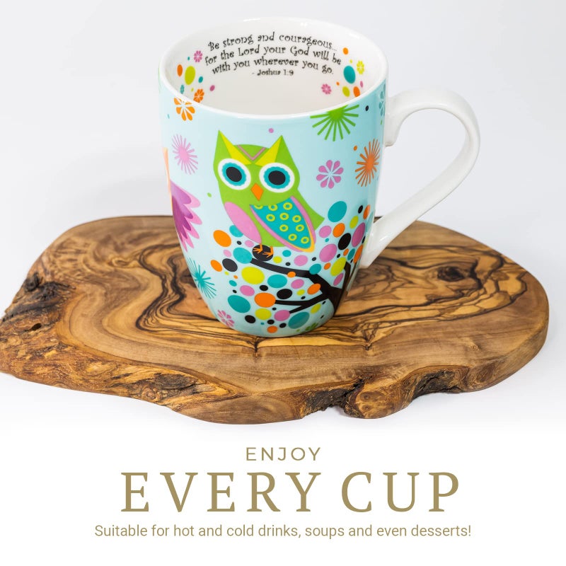 Divinity Boutique Owl Mug - Inspirational Ceramic Coffee Mug with Scripture for Women, Mom, Friends, Owl Lovers that is Colorful and Dishwasher Safe - Image 5